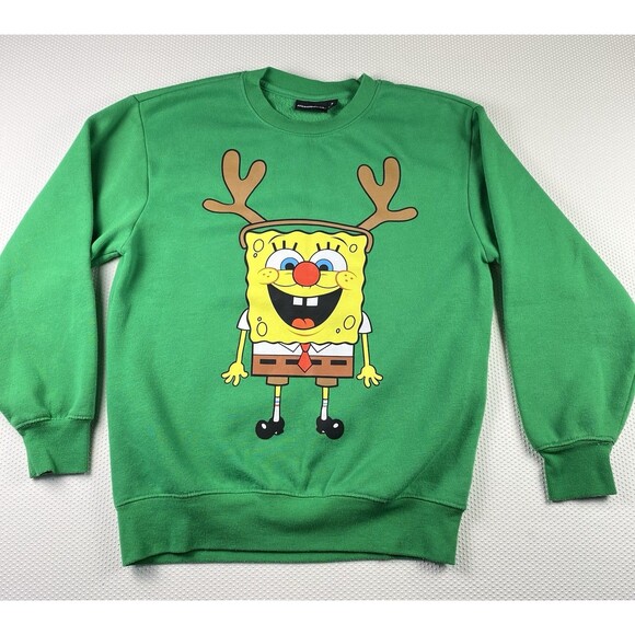 Nickelodeon Sponge Bob Square Pants Christmas Sweatshirt Adult Size Small Unisex - Picture 3 of 7